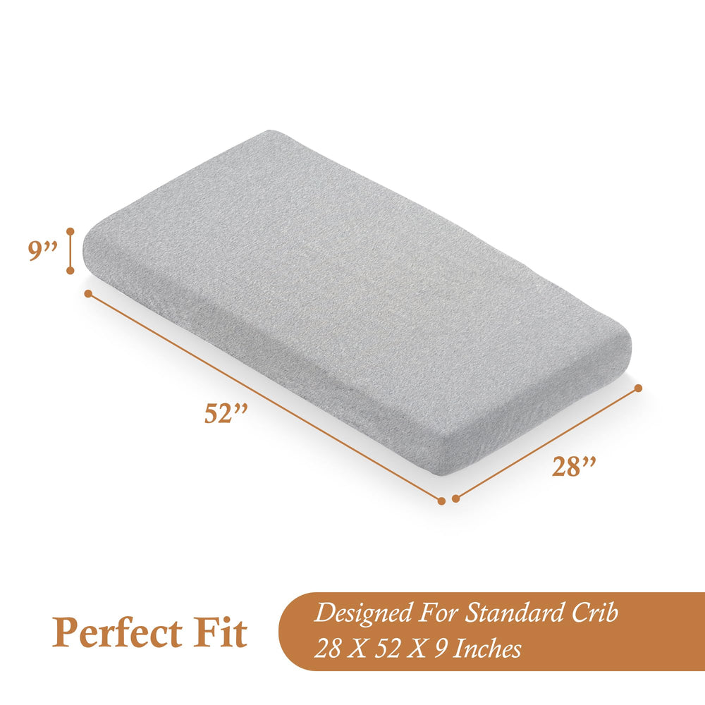 Breathable jersey knit Moonybaby crib sheet helps regulate temperature for restful nights.