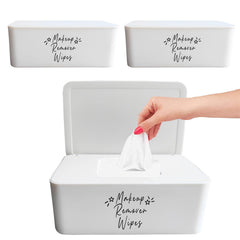 Moorfowl 3-pack makeup wipes dispenser front view showing compact, stylish storage