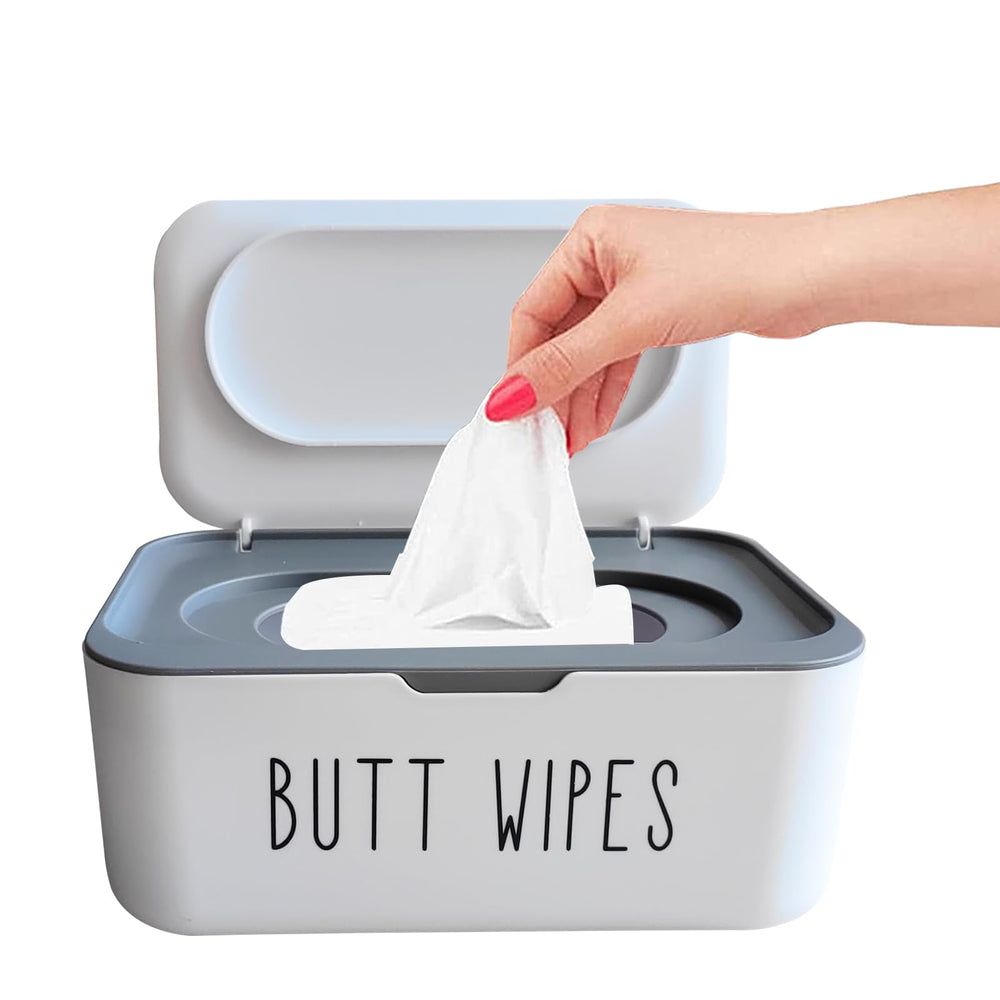 Moorfowl butt wipes container, top view, compact for small spaces