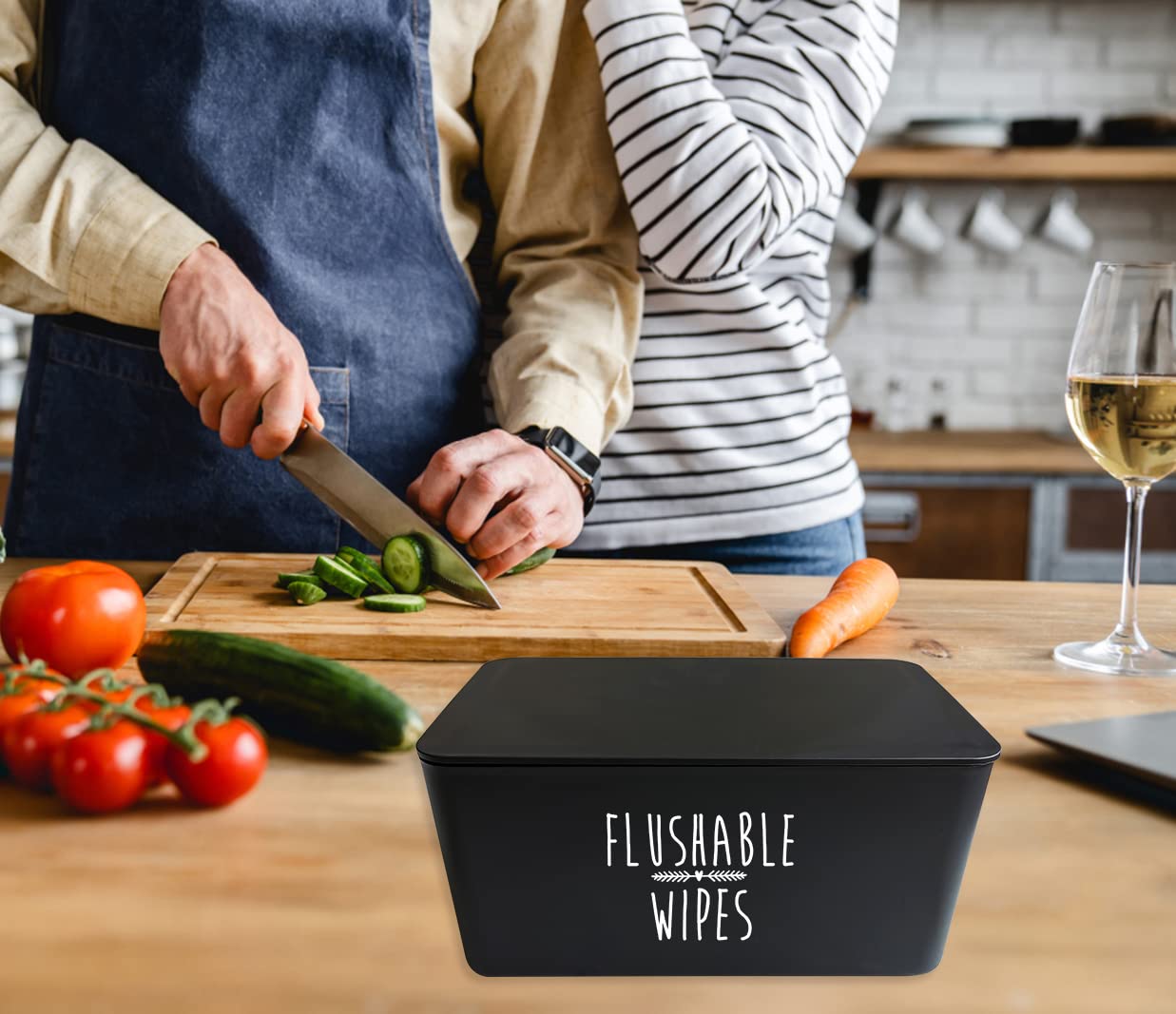 Moorfowl flushable wipes dispenser matte finish blending with bathroom decor.