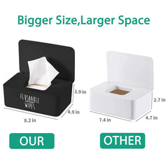 Moorfowl flushable wipes dispenser side view highlighting large capacity.
