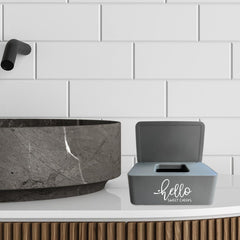 Moorfowl Hello Sweet Cheeks in guest bathroom adds playful decor.