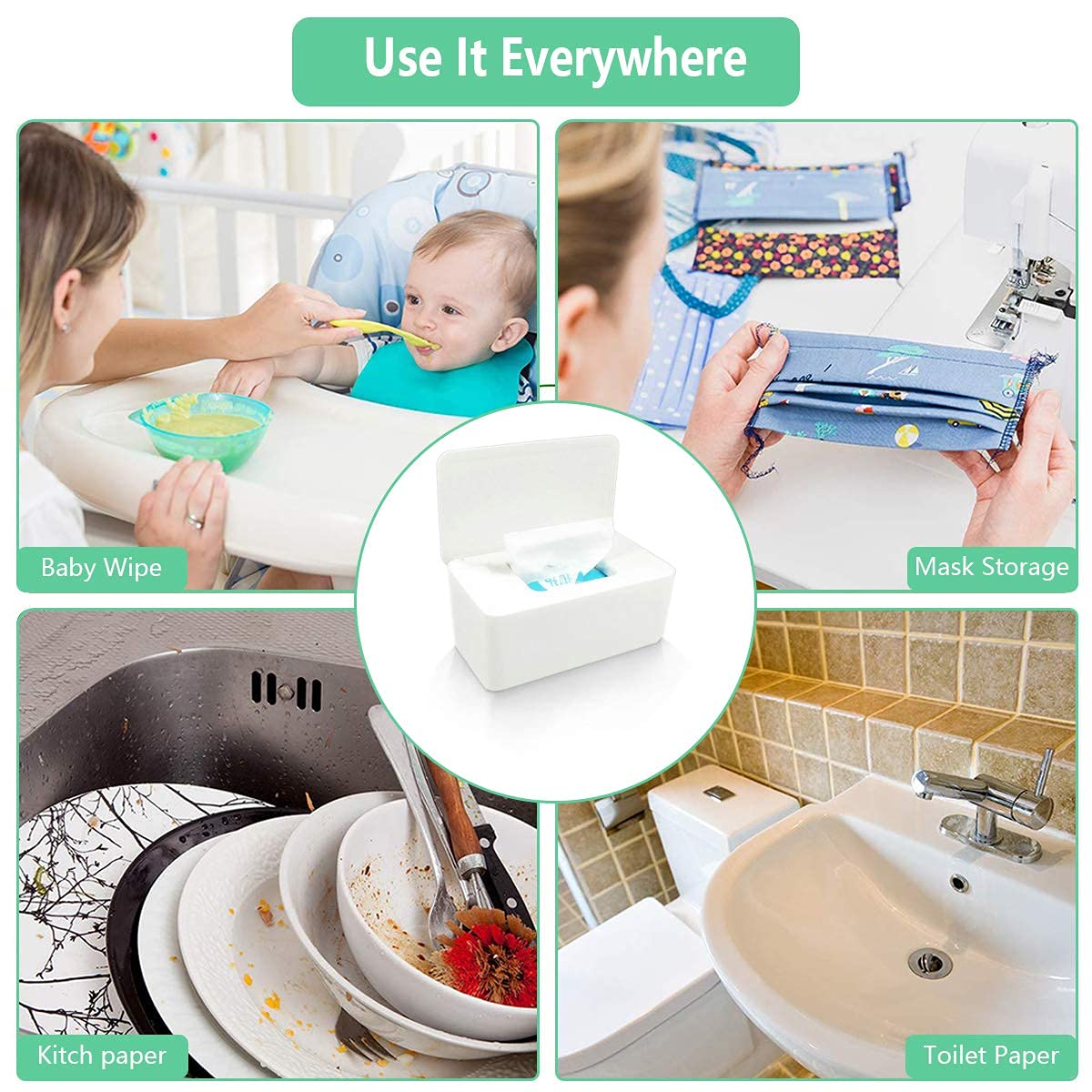 Moorfowl wipes dispenser easy refill in a tidy bathroom setting.