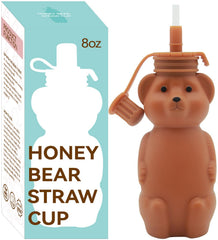 Mootikar Honey Bear cup front view with leak-proof lid for travel