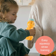 Mootikar Honey Bear bottle with four flexible straws for varied sipping