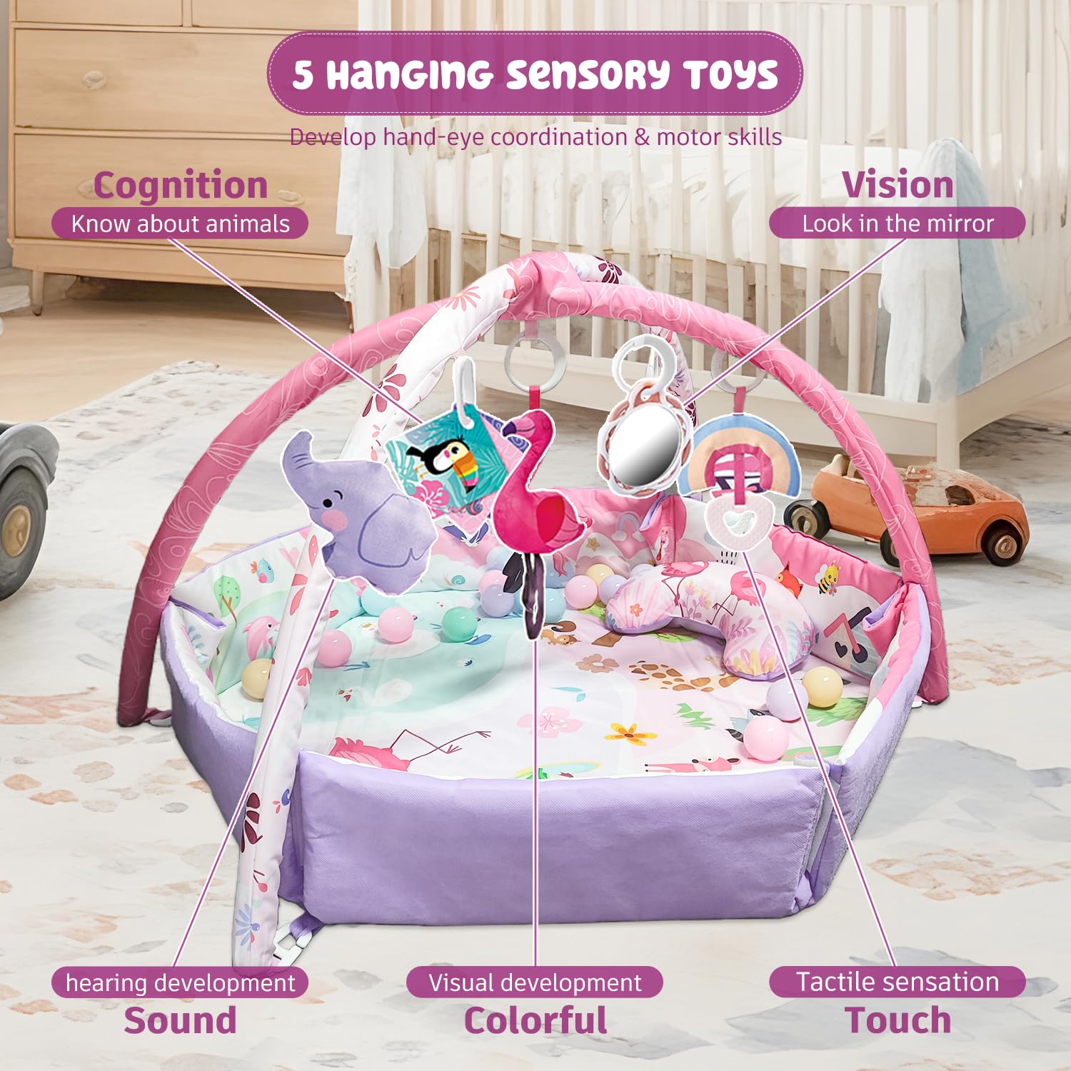 Morabloomy tummy time pillow flamingo providing soft head support during play