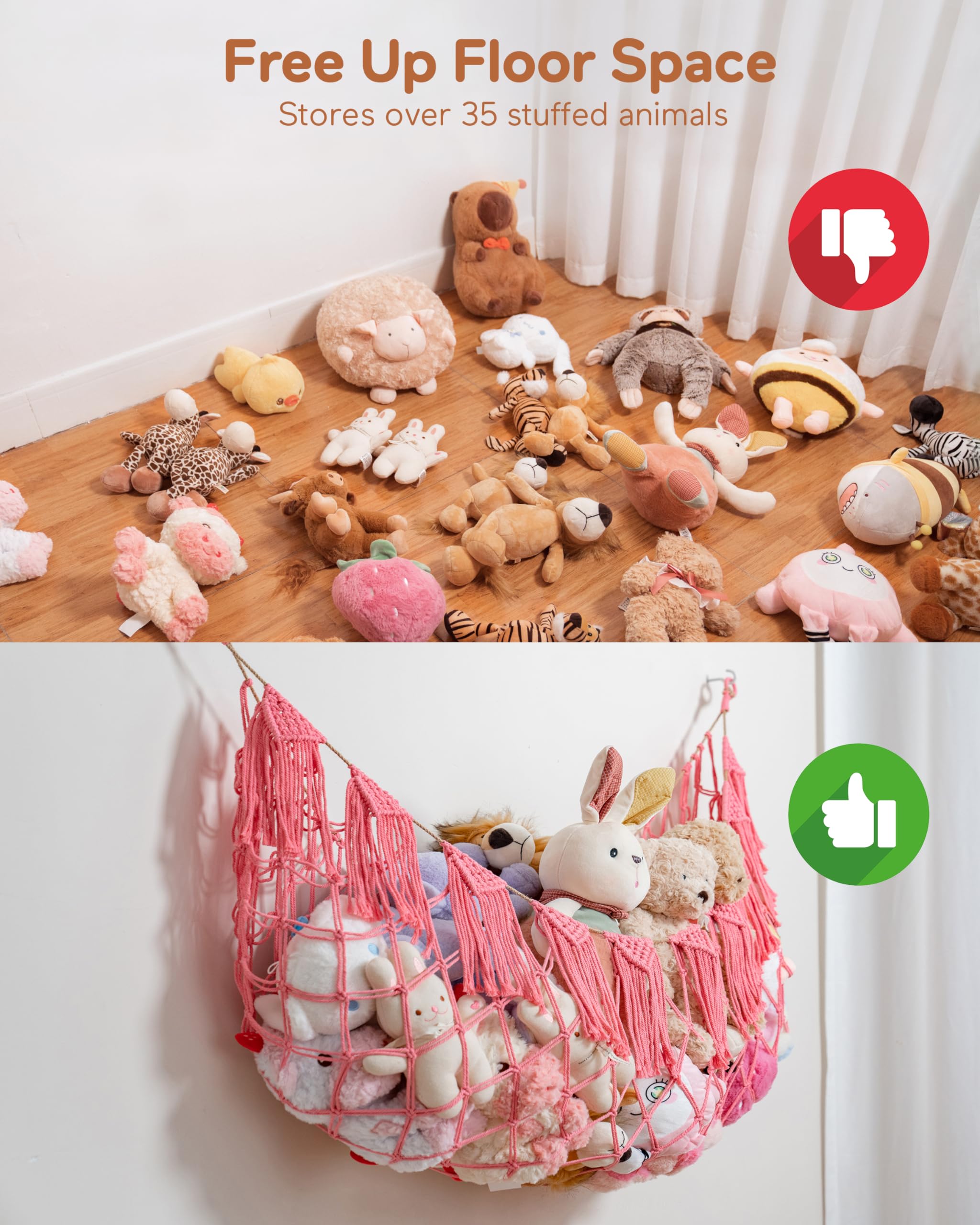 MORCCO kids room organizer reduces clutter and frees floor space for activities.