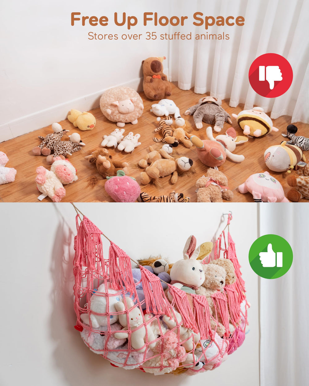 MORCCO kids room organizer reduces clutter and frees floor space for activities.