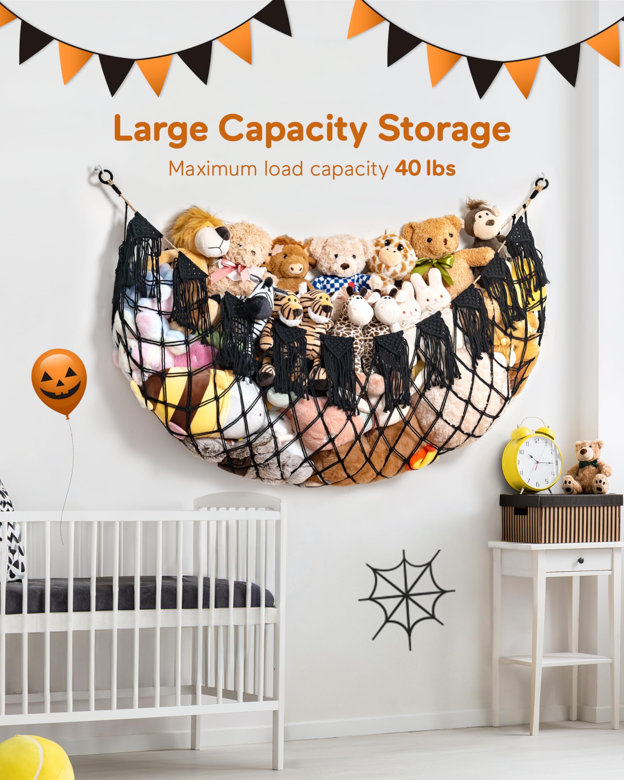 MORCCO stuffed animal hammock demonstrates big storage capacity for toys.