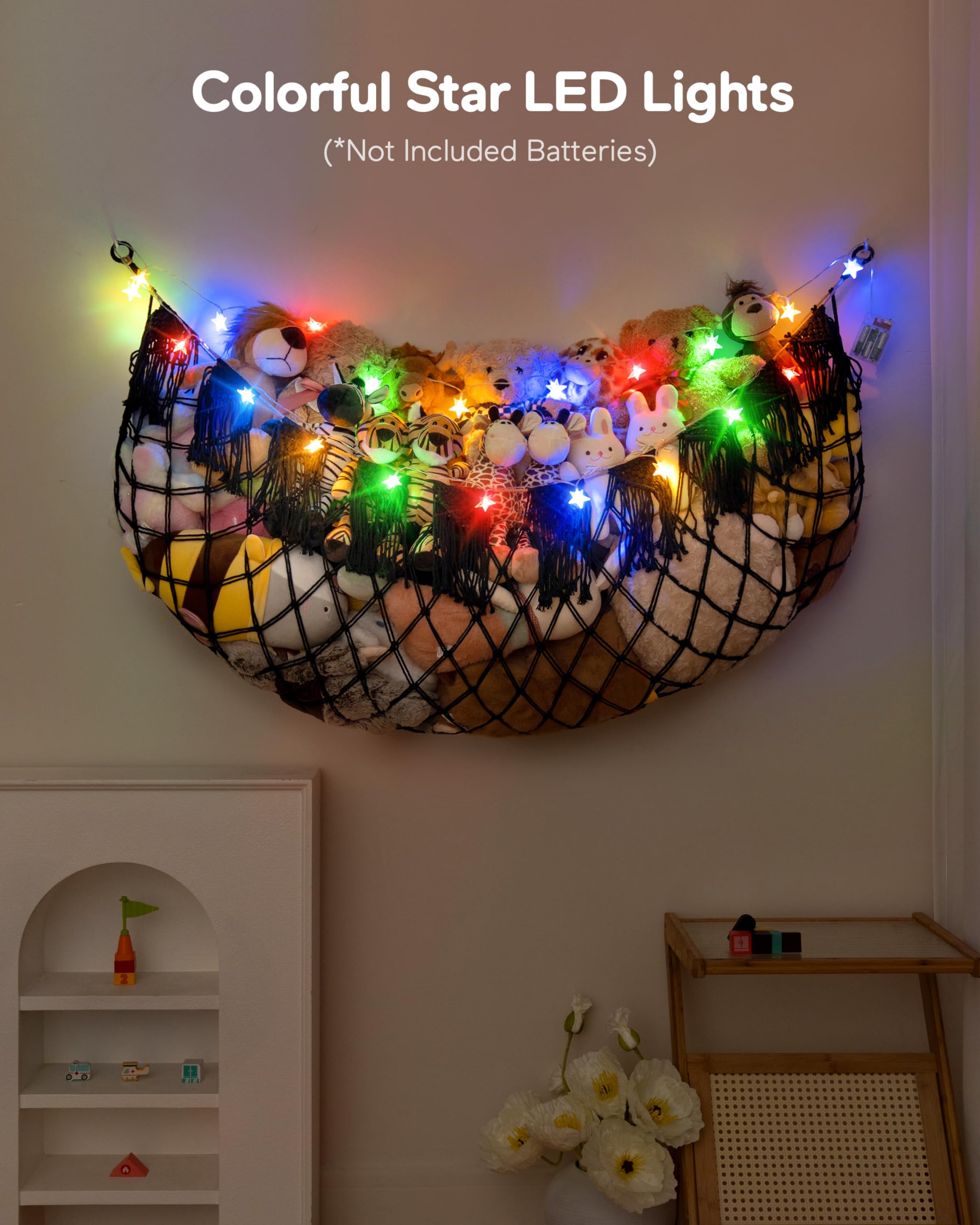MORCCO hammock with LED lights creates a cozy decorative glow.