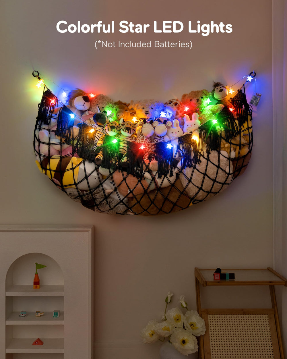 MORCCO hammock with LED lights creates a cozy decorative glow.