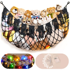 MORCCO stuffed animal hammock wall-mounted display keeps plush toys neatly organized and accessible.