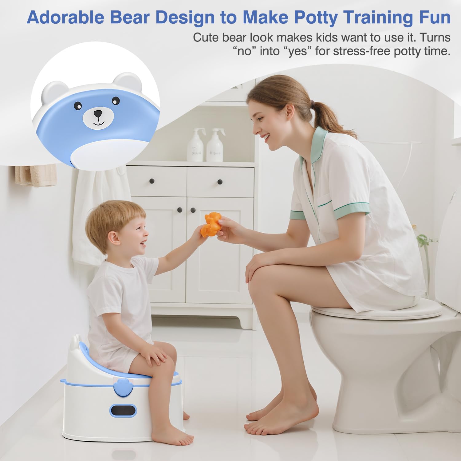MoreFeel 3-in-1 toddler potty with step stool supports independent toilet use.