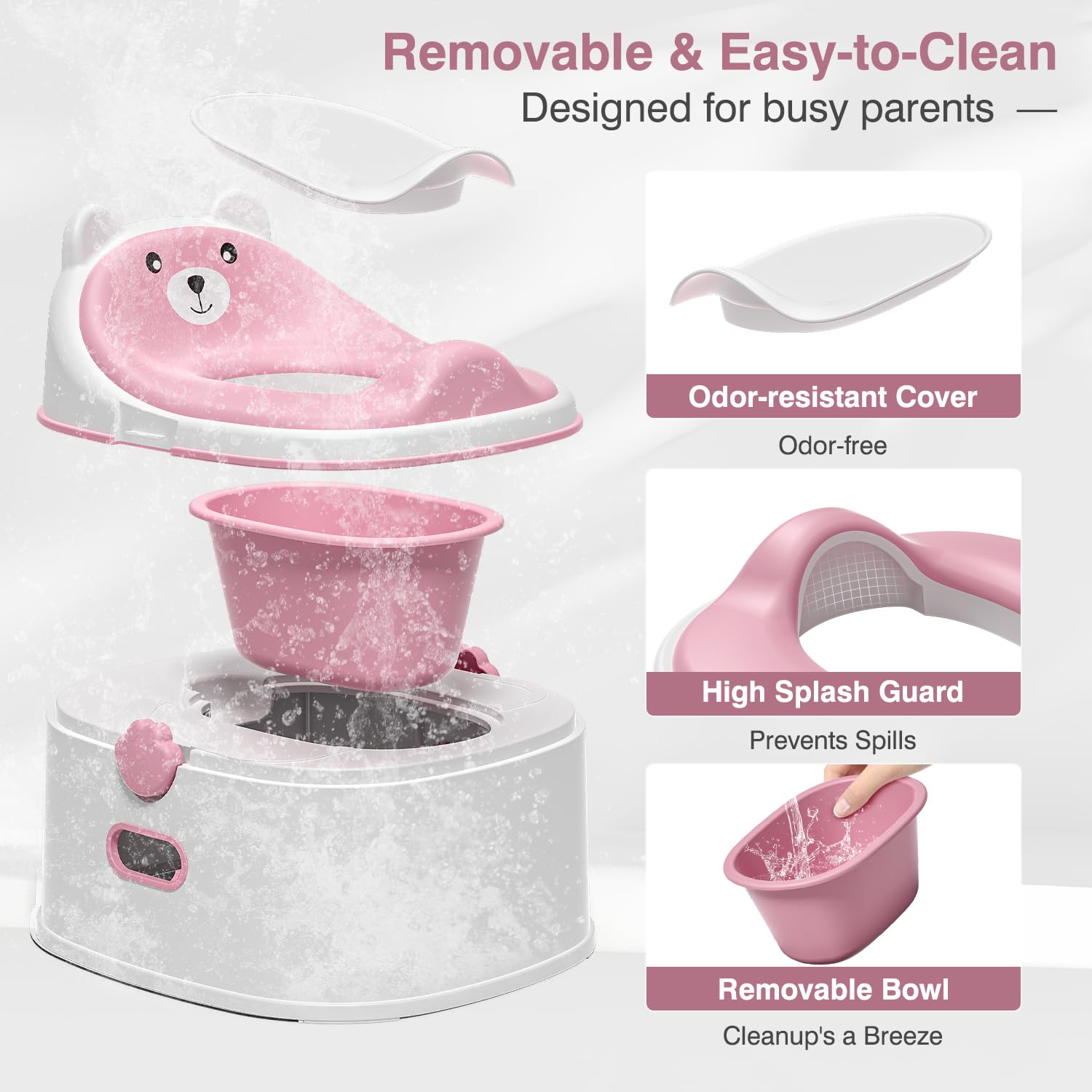 MoreFeel anti-slip base keeps little ones secure on bathroom surfaces.