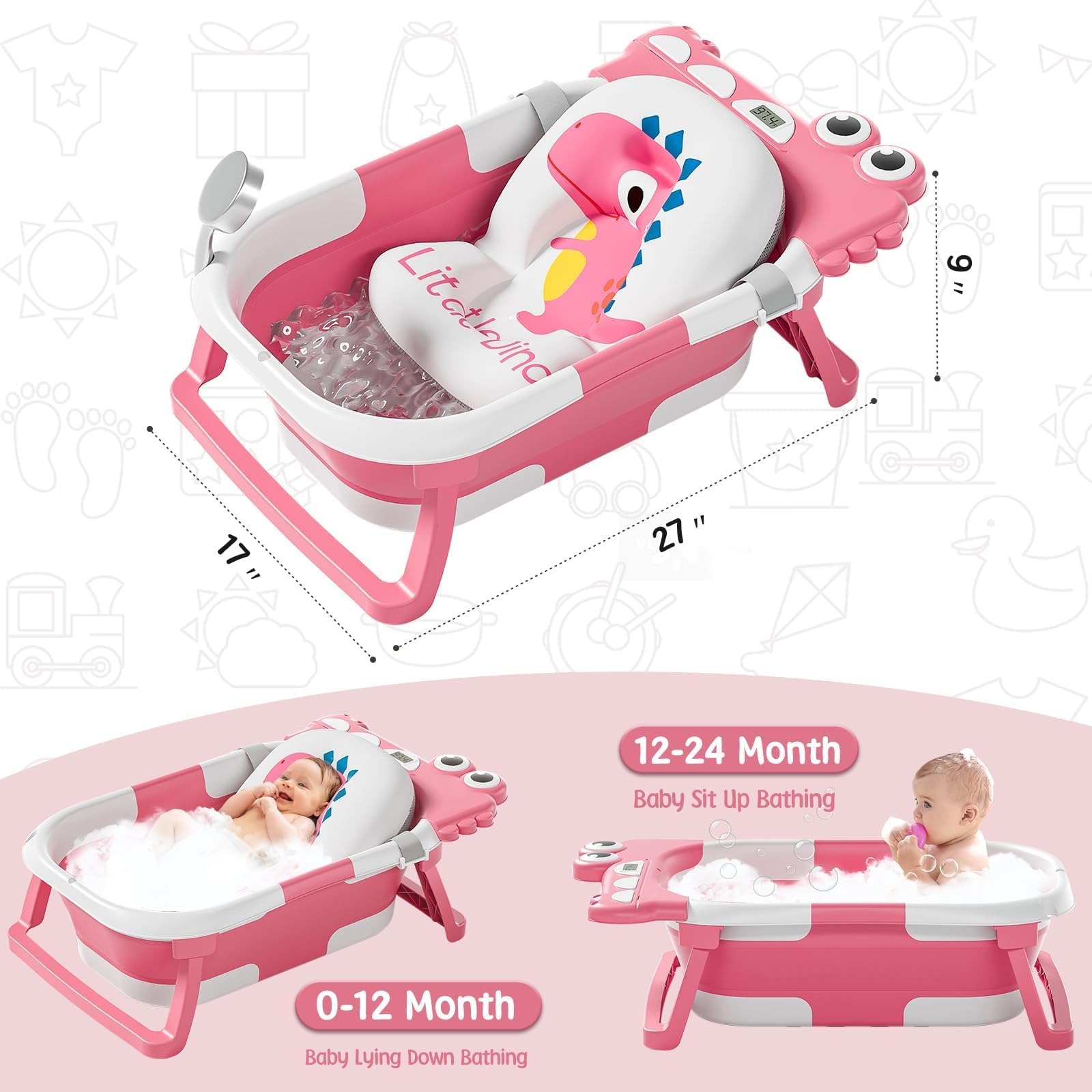 MoreFeel baby bath thermometer real-time reads temperature for comfortable baths