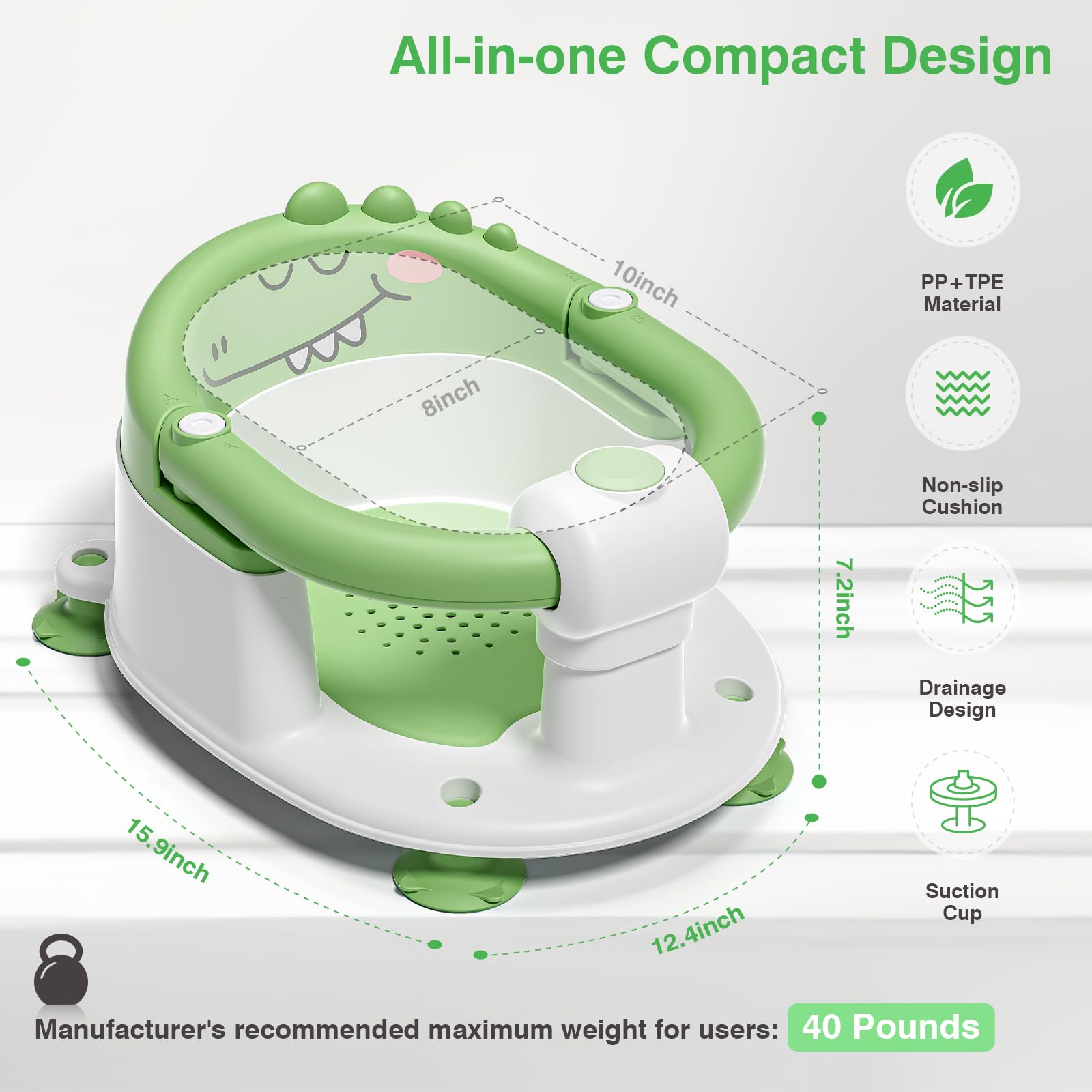 MoreFeel bath seat's compact size fits most tubs without crowding.
