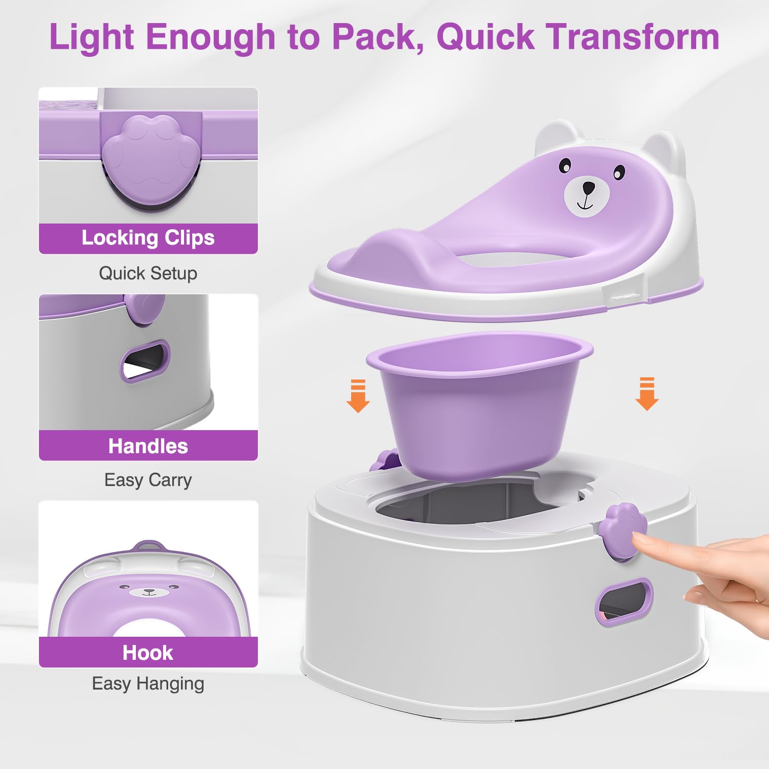 MoreFeel bear-design potty makes training feel friendly and fun.