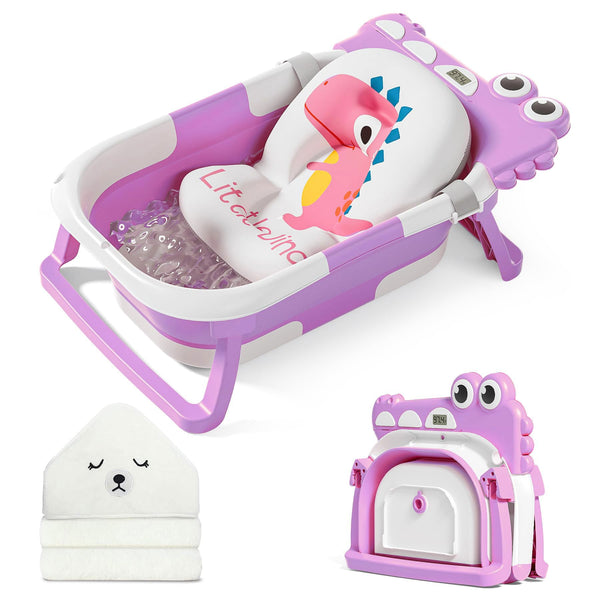 MoreFeel collapsible baby bath folded compactly for storage