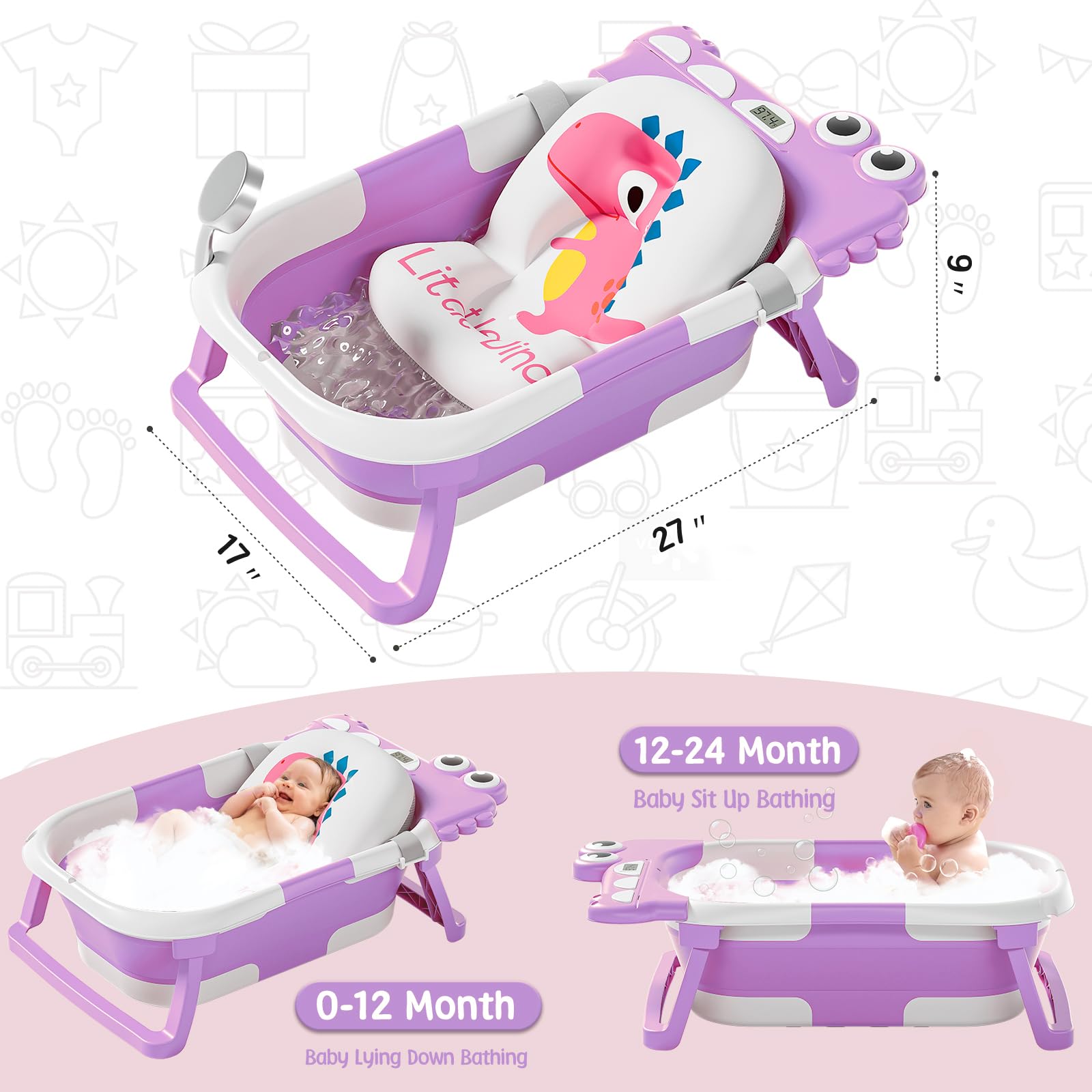 MoreFeel collapsible baby bath in use during a gentle bath