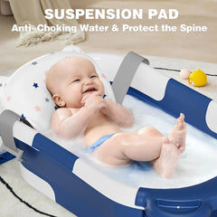 MoreFeel collapsible bathtub with thermometer display for easy bath temperature checks.