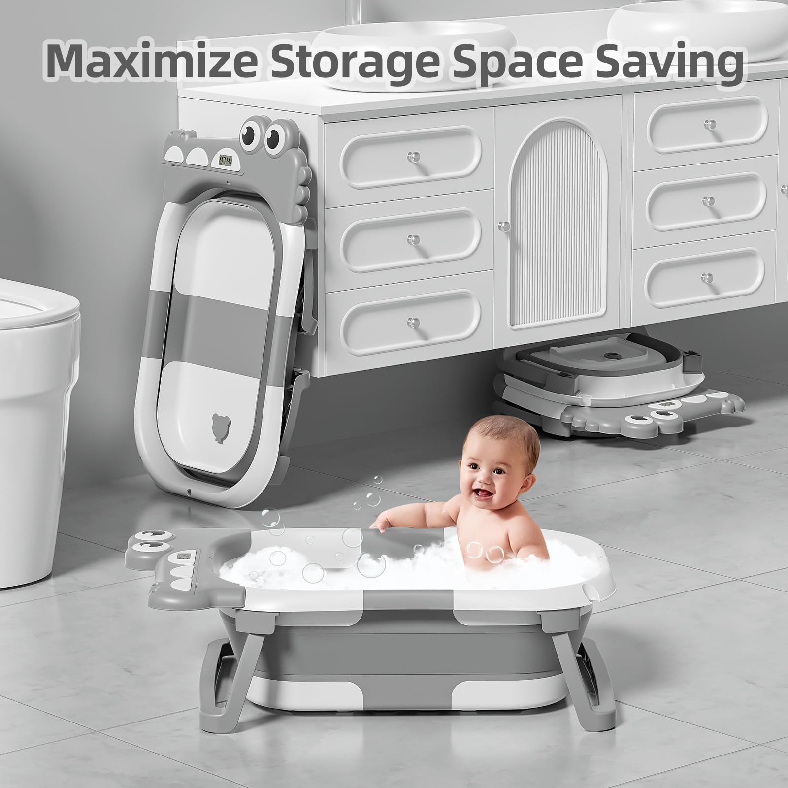 MoreFeel floating cushion supports baby and promotes gentle spinal comfort.