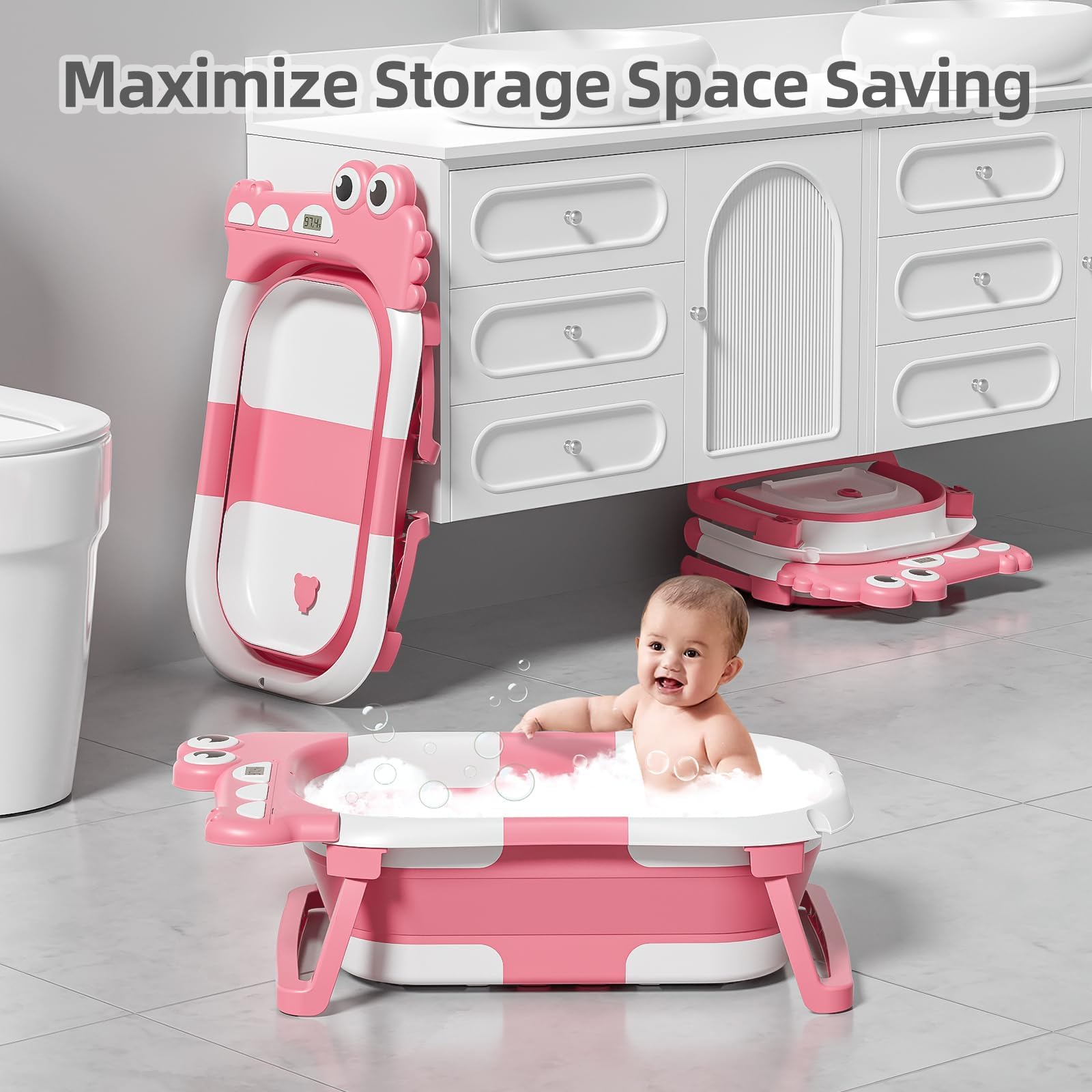 MoreFeel floating cushion supports baby's spine during bath time