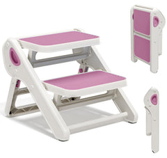 MoreFeel foldable 2-step toddler stool ready for sink access and independent handwashing