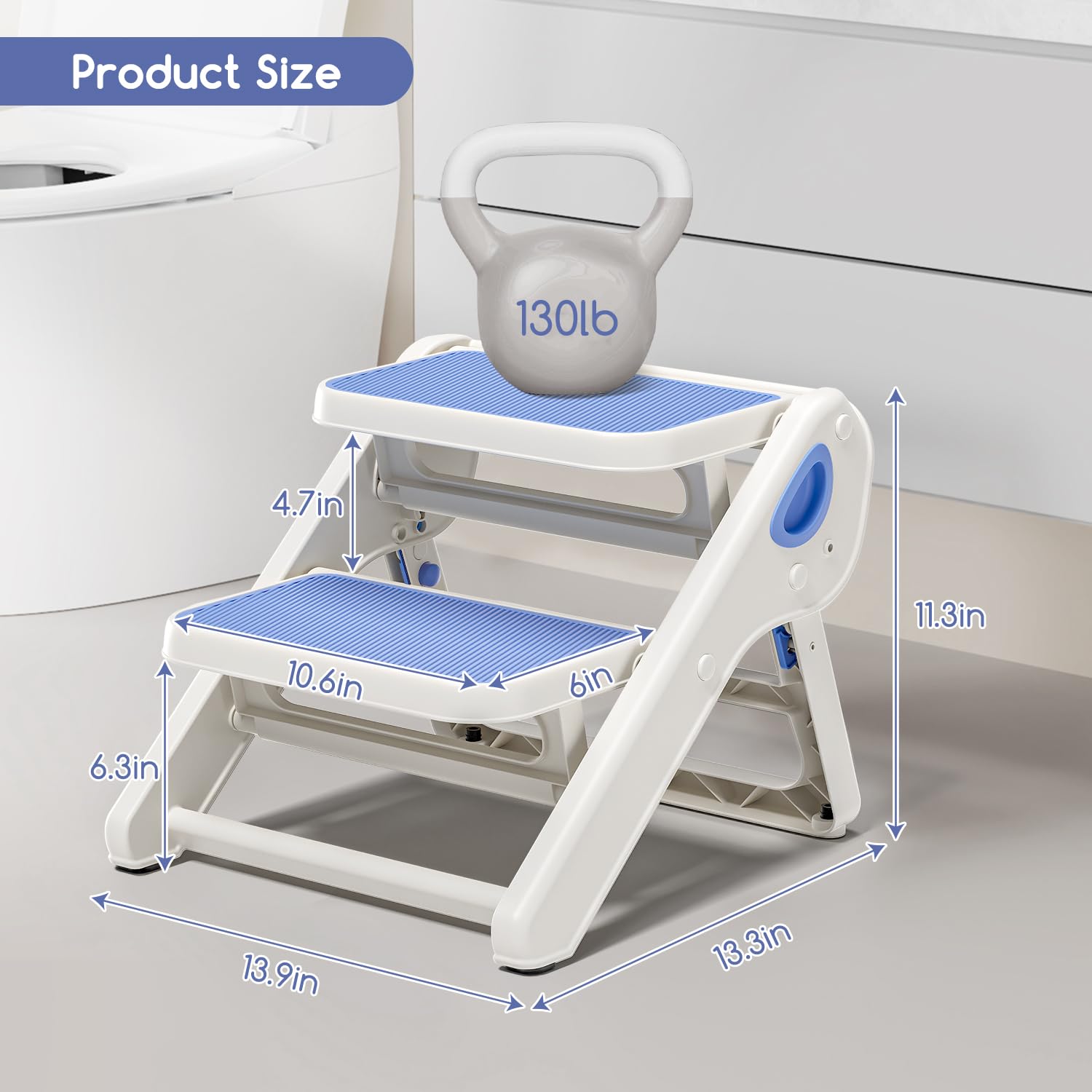 MoreFeel stool in bedroom setting helping child with daily tasks