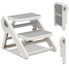 MoreFeel foldable two-step stool for kids with non-slip surface boosts kitchen reach.