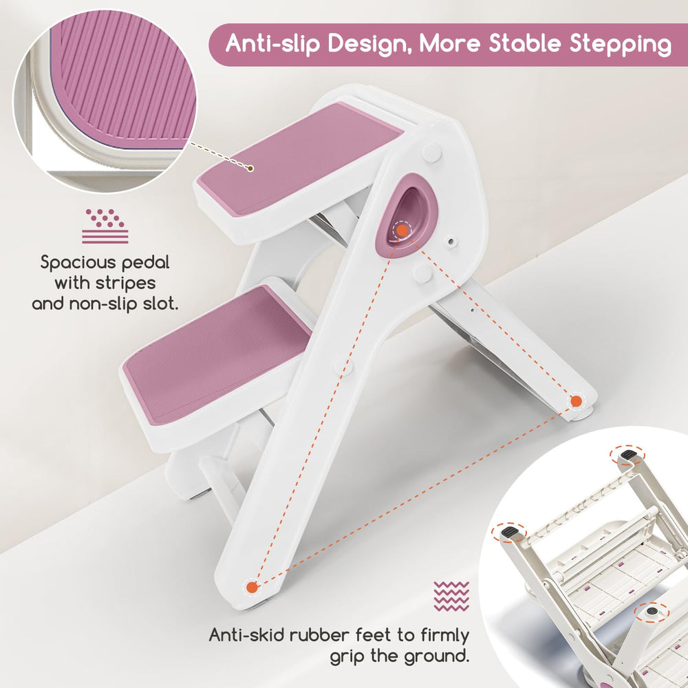MoreFeel folded stool storage behind a door saves space