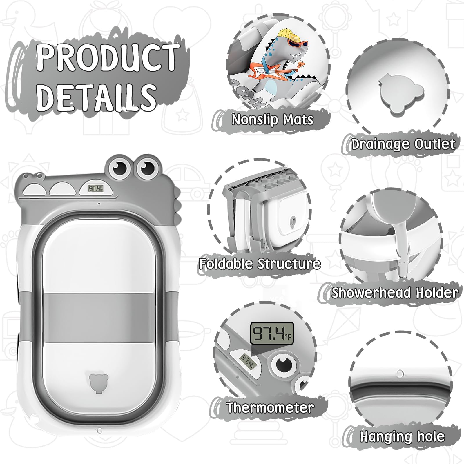 MoreFeel infant bath thermometer sensor monitors water temperature in real time.