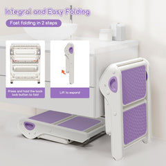 MoreFeel kitchen helper stool beside the counter for kid participation.