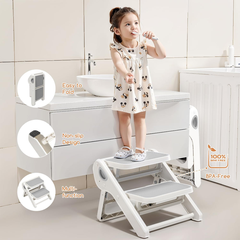 MoreFeel toddler potty-training stool helps children reach the sink safely.