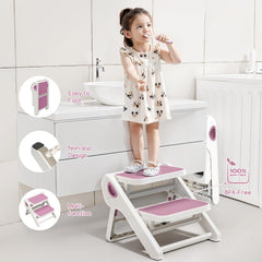 MoreFeel toddler stool used for potty training and bathroom routines
