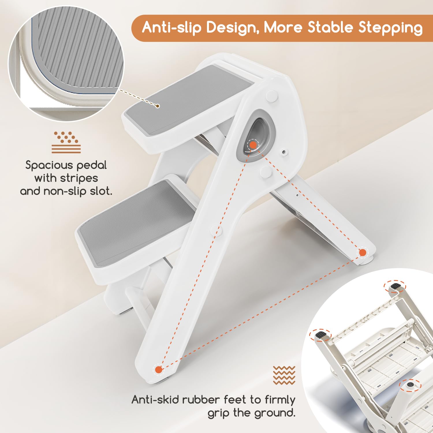 MoreFeel wide base design enhances stability for safe climbing.
