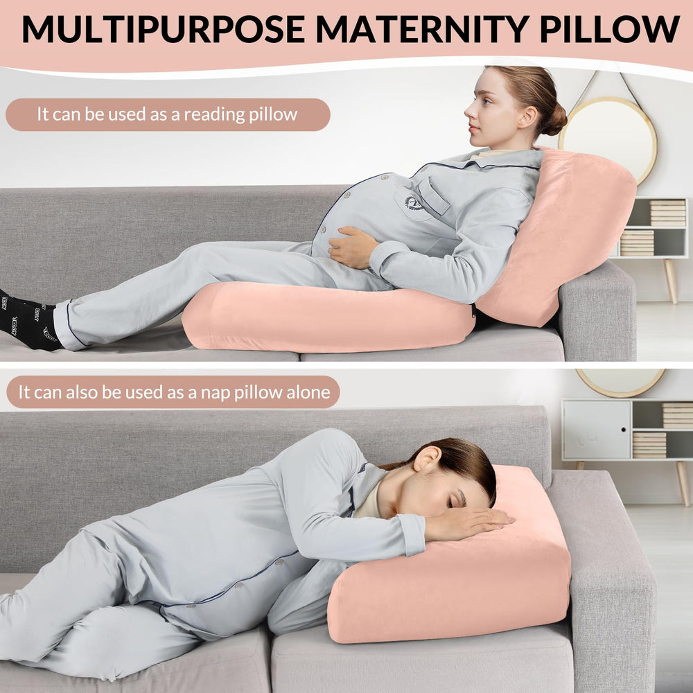 Morelexa pregnancy pillow versatile for multiple sleeping or resting positions.