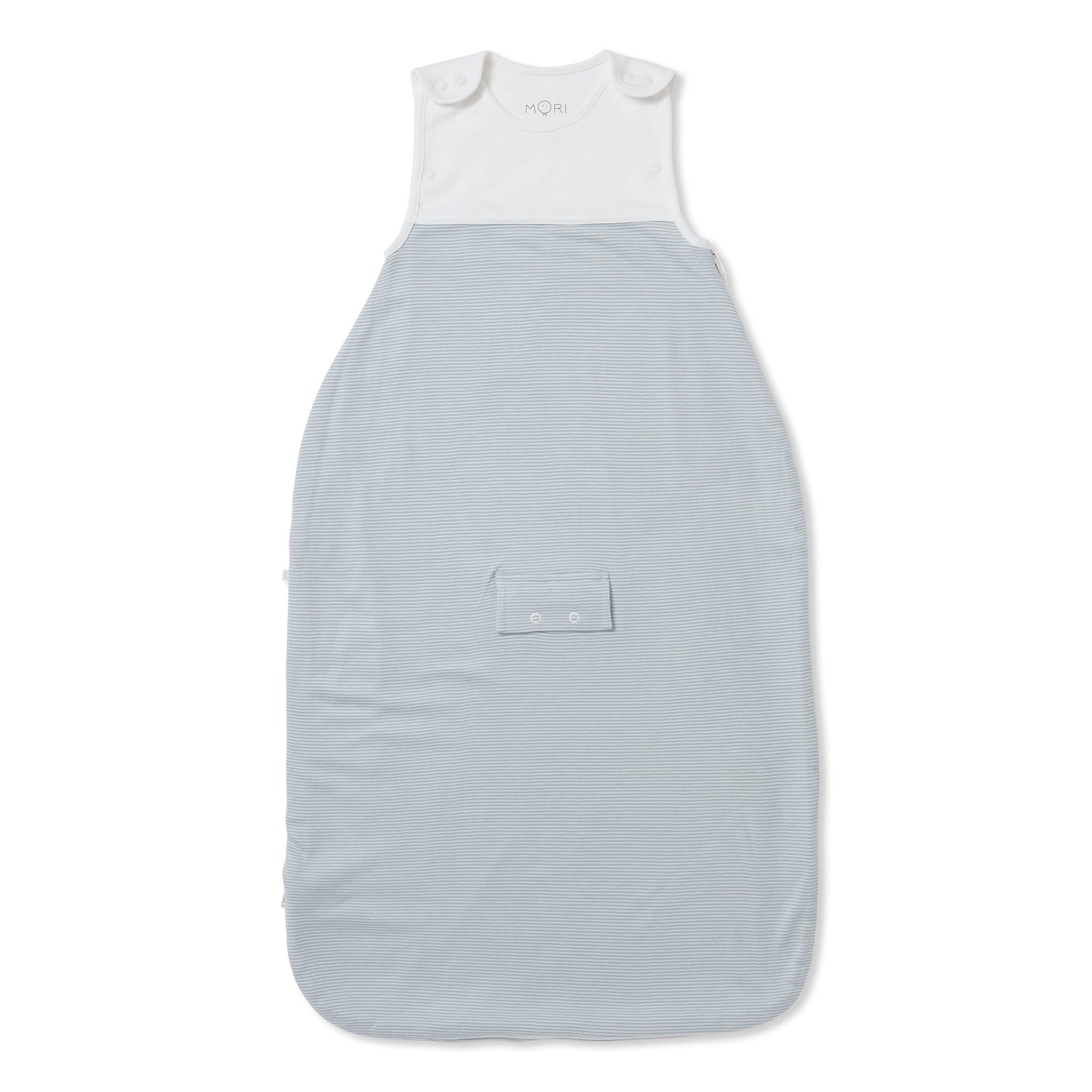MORI baby sleep sack blue stripe with snug neck for safe, cozy sleep