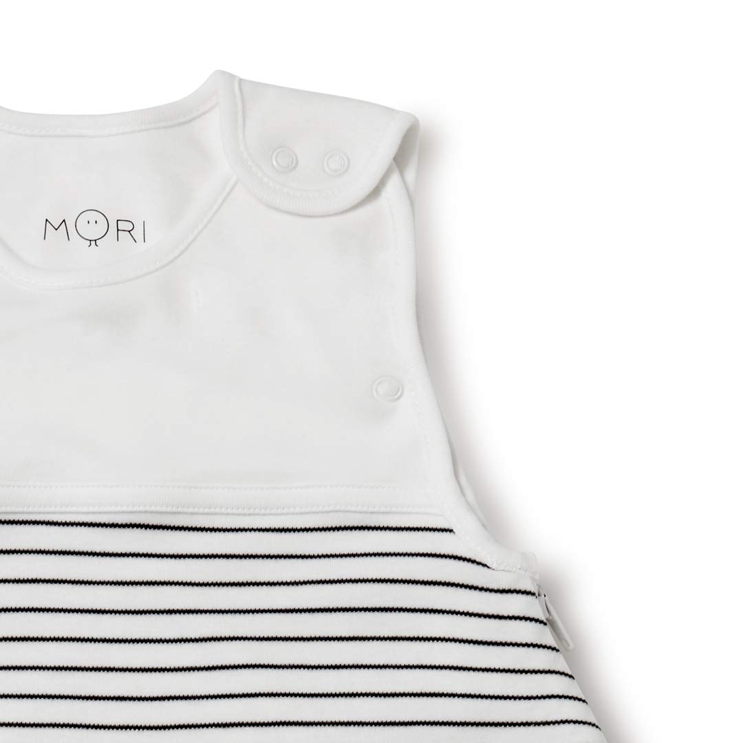 MORI sleep sack with two-way zip enables quick, gentle diaper changes