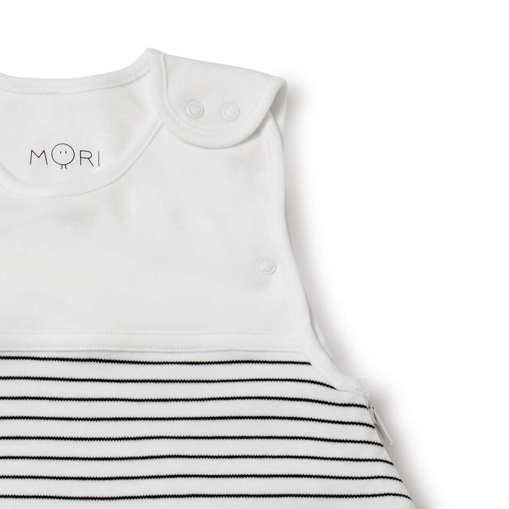 MORI sleep sack with two-way zip enables quick, gentle diaper changes