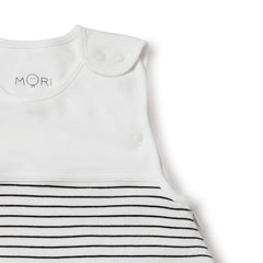 MORI sleep sack with two-way zip enables quick, gentle diaper changes