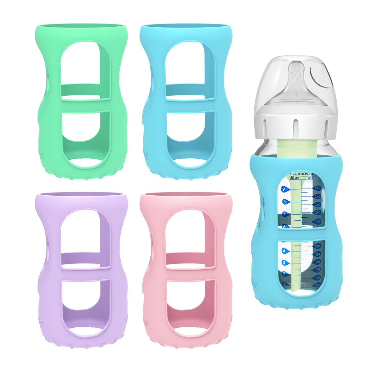 MORLIKE LIVING 9oz bottle sleeve on glass bottle adds secure grip and protection