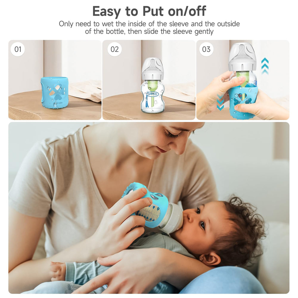 MORLIKE LIVING silicone sleeve reduces slipping during feeding sessions.