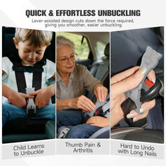Push-button compatibility image confirms fit with common buckle housings.