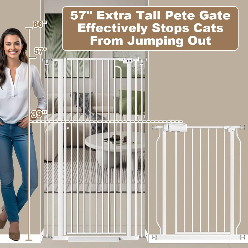 Mornyray 38-43 inch wide doorway gate fits narrow doorways for versatile use.