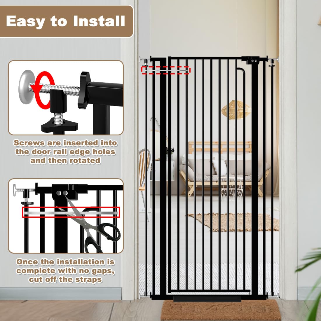Mornyray 57 tall cat gate auto-close feature for convenient passage