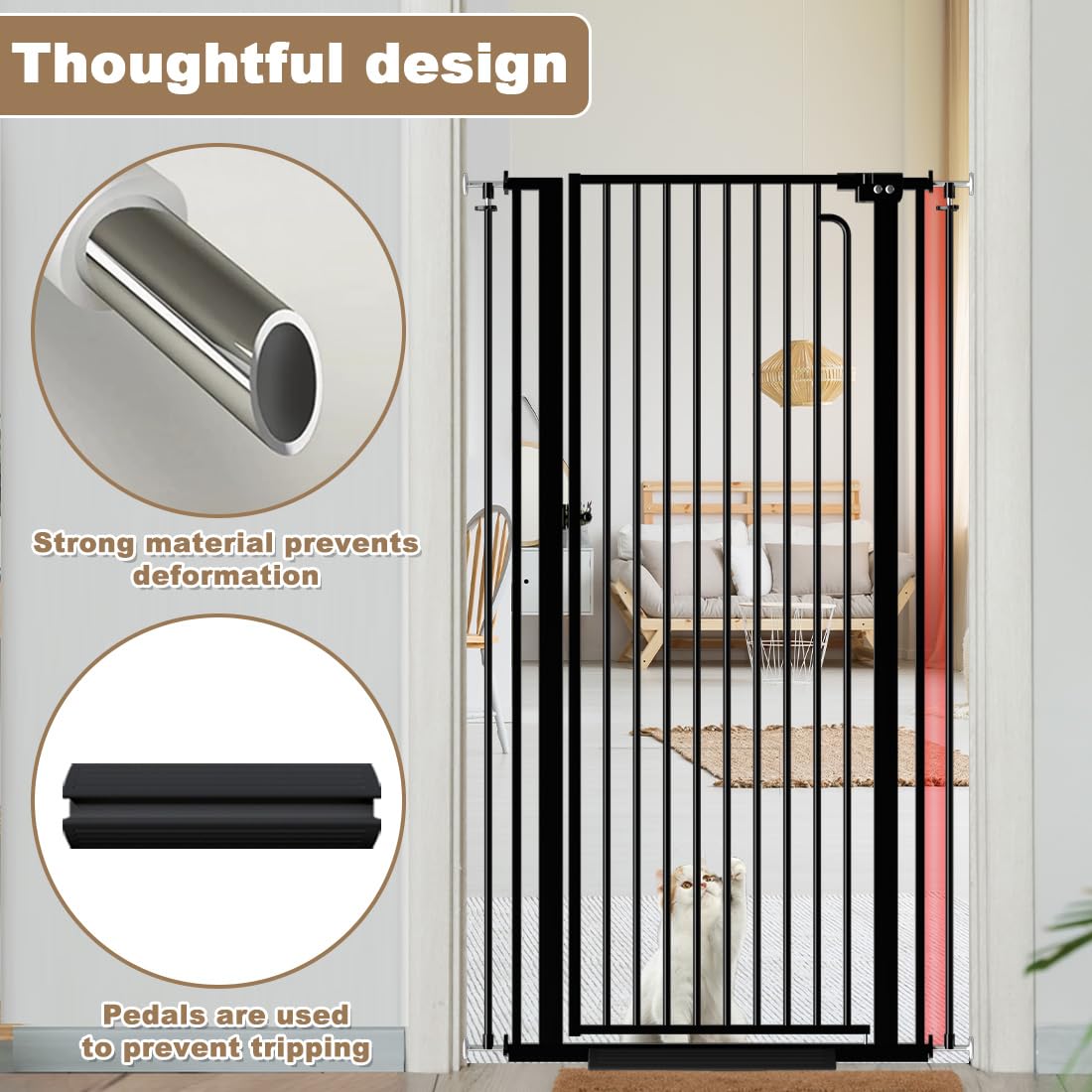Mornyray 57 tall cat gate easy installation without drilling
