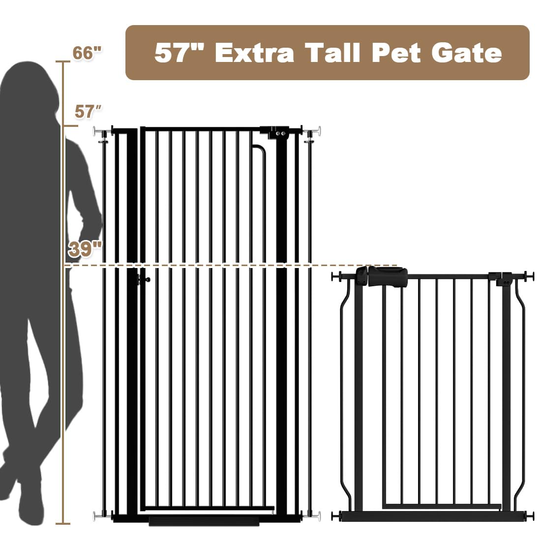 Mornyray 57 tall cat gate open walk-through for easy passage