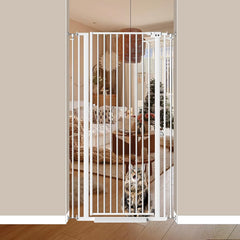 Mornyray 57-inch extra tall cat gate for doorway prevents jumping.