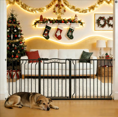 Mornyray extrawide gate 67-81 inch, pressure-mounted, secure barrier for babies.