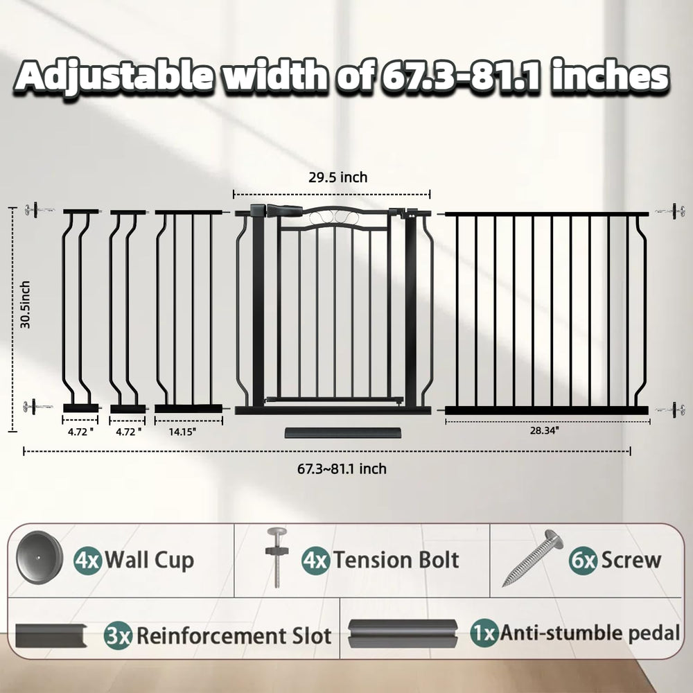 Mornyray extrawide gate walk-through design for easy passage with kids.